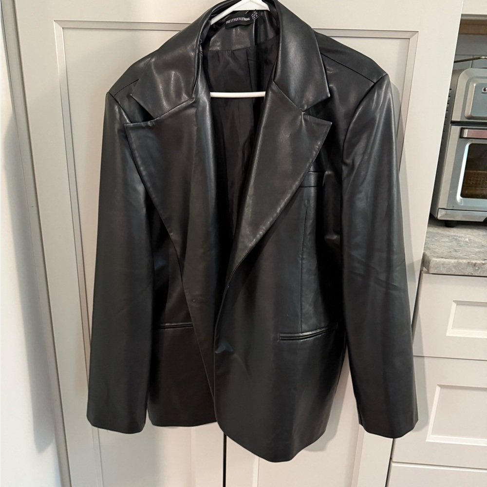 Pretty Little Thing Black Leather Women's Jacket